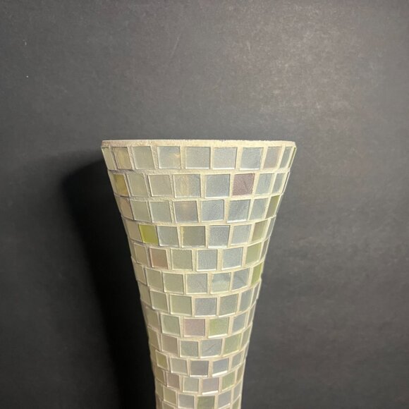 Decorative Tall Glass Mosaic Tile Flared Floral Glam Vase 11.75 x 4.25" - Picture 2 of 6